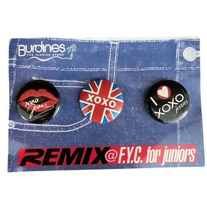 Vintage XOXO Jeans 3 Pack Pin‎ Set Burdened Pinback Buttons 90s Y2K Nostalgia